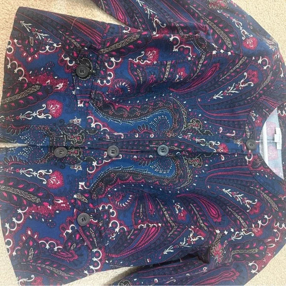 Charter Club Pink and Blue Paisley Blazer - Picture 3 of 7